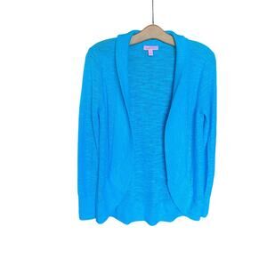 Lilly Pulitzer Open Front Cardigan Sweater Blue Size Small Viscose Blend